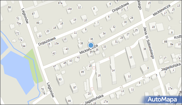 Czechowice-Dziedzice, Mickiewicza Adama, 37, mapa Czechowic-Dziedzic