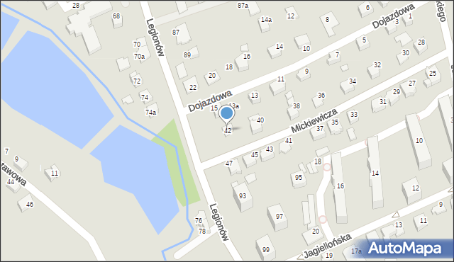 Czechowice-Dziedzice, Mickiewicza Adama, 42, mapa Czechowic-Dziedzic