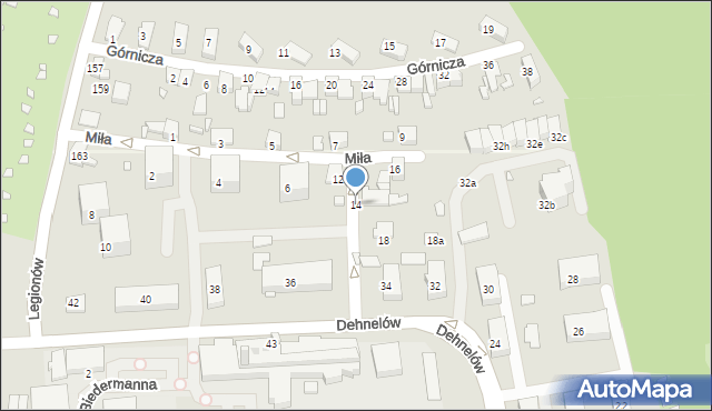 Czeladź, Miła, 14, mapa Czeladź