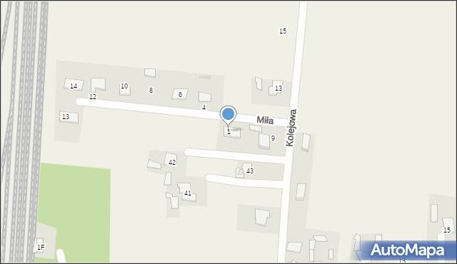 Czerniewice, Miła, 1, mapa Czerniewice