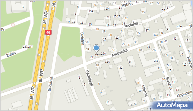 Częstochowa, Mirowska, 25, mapa Częstochowy