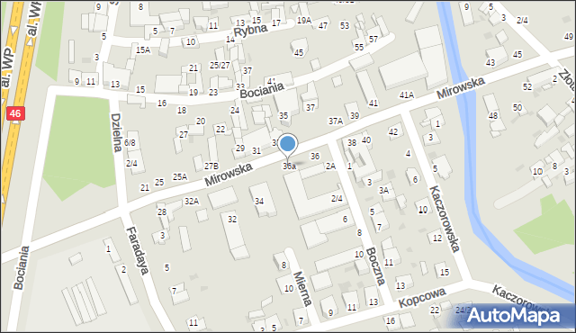 Częstochowa, Mirowska, 36a, mapa Częstochowy