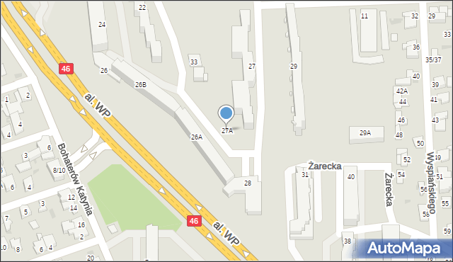 Częstochowa, Mireckiego Józefa, 27A, mapa Częstochowy