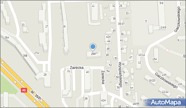 Częstochowa, Mireckiego Józefa, 29A, mapa Częstochowy