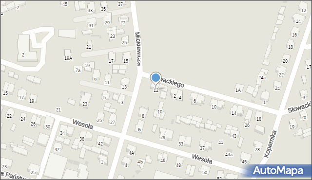 Dąbrowa Białostocka, Mickiewicza Adama, 12, mapa Dąbrowa Białostocka