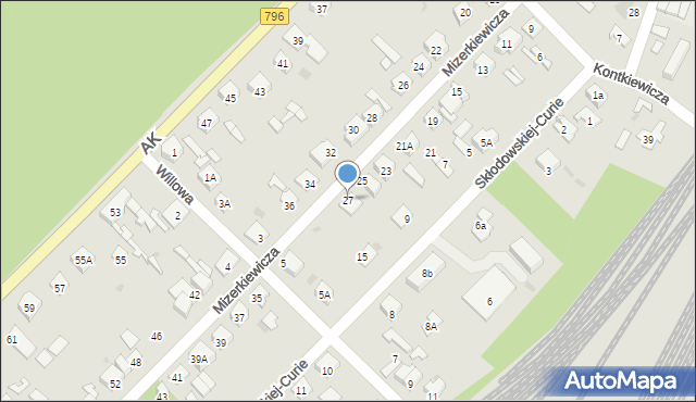 Dąbrowa Górnicza, Mizerkiewicza Jana, 27, mapa Dąbrowa Górnicza