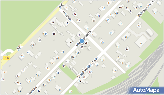 Dąbrowa Górnicza, Mizerkiewicza Jana, 37, mapa Dąbrowa Górnicza