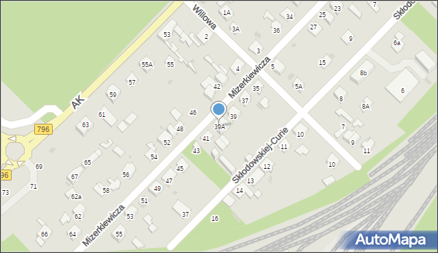 Dąbrowa Górnicza, Mizerkiewicza Jana, 39A, mapa Dąbrowa Górnicza