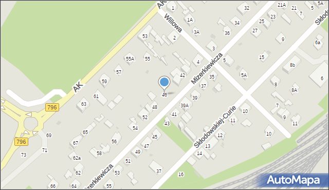 Dąbrowa Górnicza, Mizerkiewicza Jana, 46, mapa Dąbrowa Górnicza