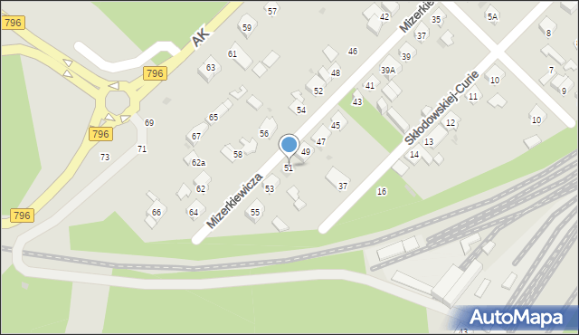 Dąbrowa Górnicza, Mizerkiewicza Jana, 51, mapa Dąbrowa Górnicza