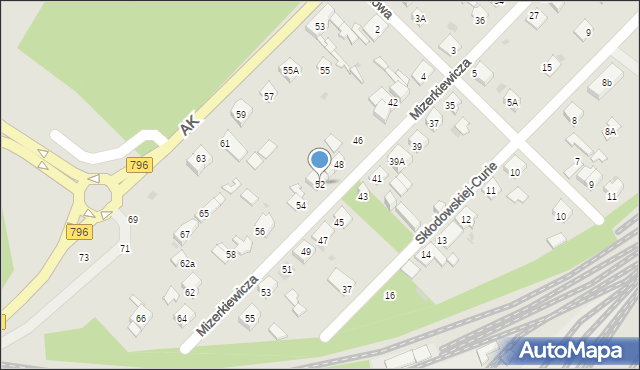 Dąbrowa Górnicza, Mizerkiewicza Jana, 52, mapa Dąbrowa Górnicza