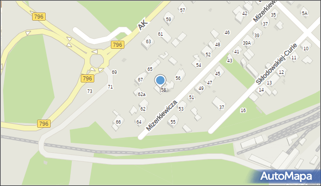 Dąbrowa Górnicza, Mizerkiewicza Jana, 60, mapa Dąbrowa Górnicza