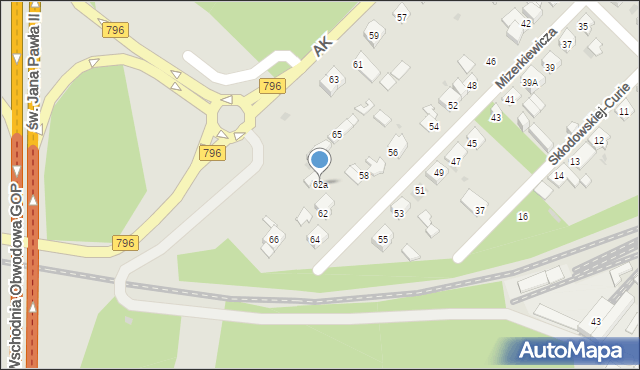 Dąbrowa Górnicza, Mizerkiewicza Jana, 62a, mapa Dąbrowa Górnicza