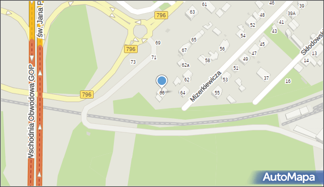 Dąbrowa Górnicza, Mizerkiewicza Jana, 66, mapa Dąbrowa Górnicza