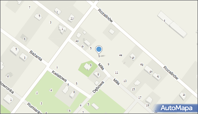 Dąbrówka-Marianka, Miła, 7, mapa Dąbrówka-Marianka