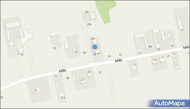 Dąbrówka Nagórna, Miła, 26, mapa Dąbrówka Nagórna