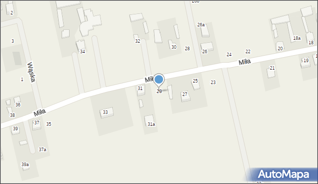 Dąbrówka Nagórna, Miła, 29, mapa Dąbrówka Nagórna