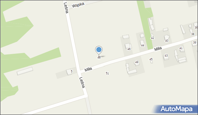 Dąbrówka Nagórna, Miła, 48, mapa Dąbrówka Nagórna