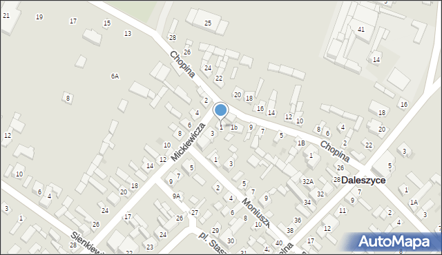 Daleszyce, Mickiewicza Adama, 1, mapa Daleszyce