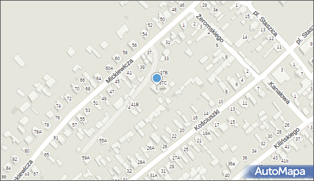 Daleszyce, Mickiewicza Adama, 37D, mapa Daleszyce