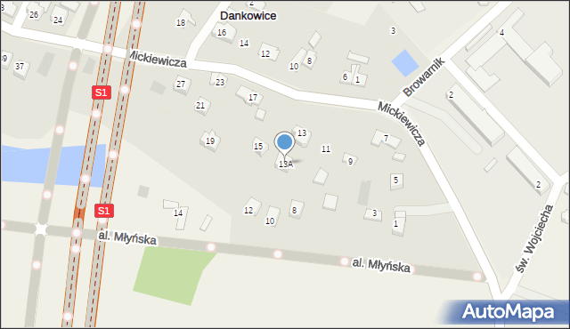 Dankowice, Mickiewicza Adama, 13A, mapa Dankowice