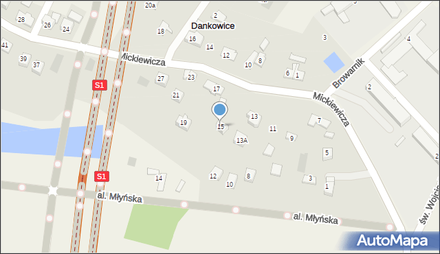 Dankowice, Mickiewicza Adama, 15, mapa Dankowice