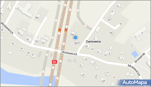Dankowice, Mickiewicza Adama, 18, mapa Dankowice