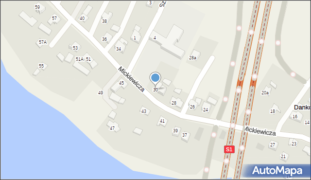 Dankowice, Mickiewicza Adama, 30, mapa Dankowice