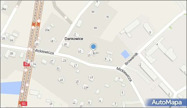 Dankowice, Mickiewicza Adama, 8, mapa Dankowice