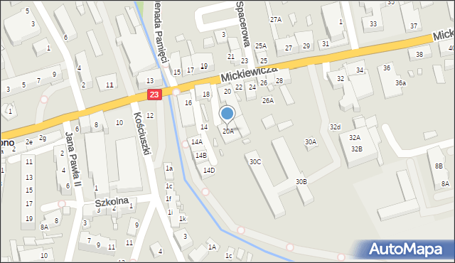 Dębno, Mickiewicza Adama, 20A, mapa Dębno