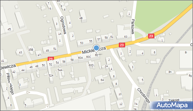 Dębno, Mickiewicza Adama, 62, mapa Dębno