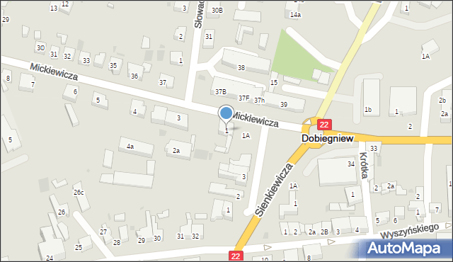 Dobiegniew, Mickiewicza Adama, 1, mapa Dobiegniew