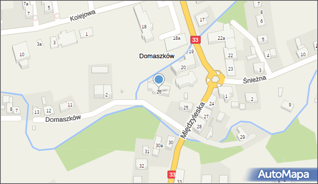 Domaszków, Międzyleska, 26, mapa Domaszków