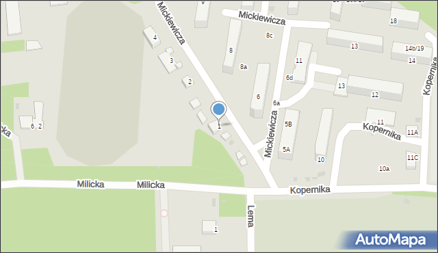Drezdenko, Mickiewicza Adama, 1, mapa Drezdenko