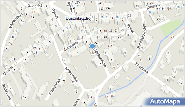 Duszniki-Zdrój, Mickiewicza Adama, 8a, mapa Duszniki-Zdrój