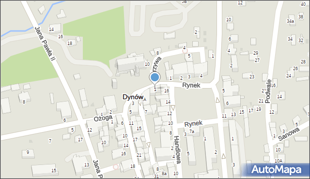 Dynów, Mickiewicza Adama, 1, mapa Dynów