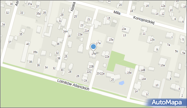 Dziekanów Leśny, Miła, 17b, mapa Dziekanów Leśny