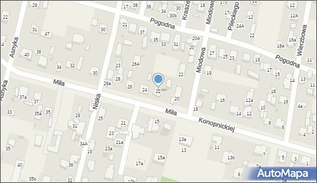 Dziekanów Leśny, Miła, 22, mapa Dziekanów Leśny