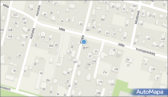 Dziekanów Leśny, Miła, 25, mapa Dziekanów Leśny