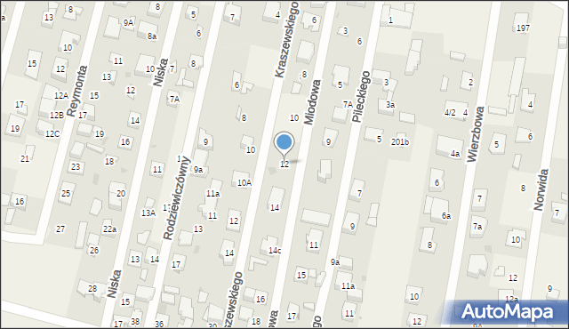 Dziekanów Leśny, Miodowa, 12, mapa Dziekanów Leśny