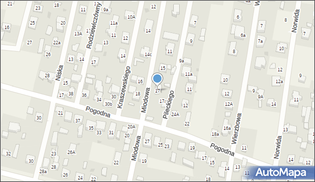 Dziekanów Leśny, Miodowa, 17, mapa Dziekanów Leśny