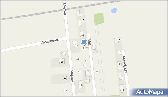 Dziękowizna, Miła, 11, mapa Dziękowizna