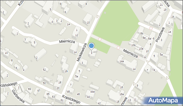 Dzierżoniów, Mickiewicza Adama, 1, mapa Dzierżoniów