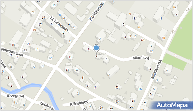 Dzierżoniów, Miernicza, 3, mapa Dzierżoniów