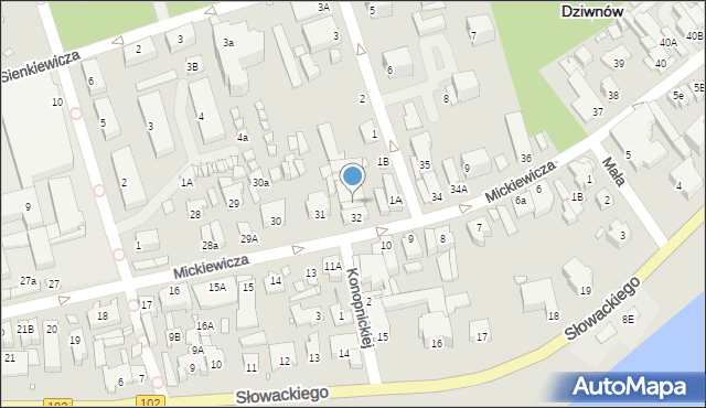 Dziwnów, Mickiewicza Adama, 32A, mapa Dziwnów