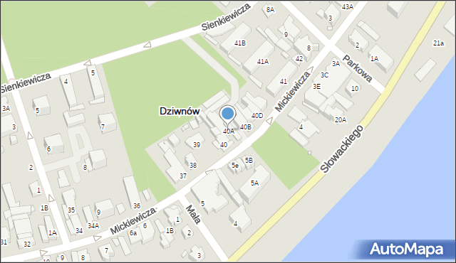Dziwnów, Mickiewicza Adama, 40A, mapa Dziwnów