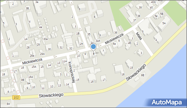 Dziwnów, Mickiewicza Adama, 8, mapa Dziwnów