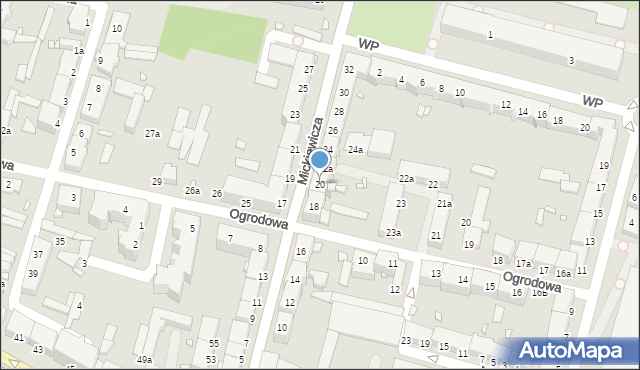 Elbląg, Mickiewicza Adama, 20, mapa Elbląga