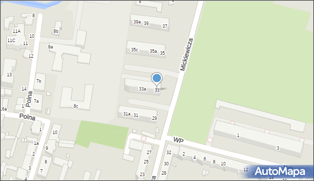 Elbląg, Mickiewicza Adama, 33, mapa Elbląga