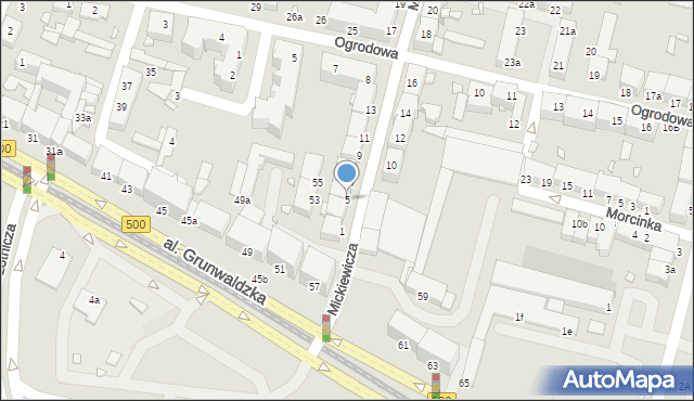 Elbląg, Mickiewicza Adama, 5, mapa Elbląga